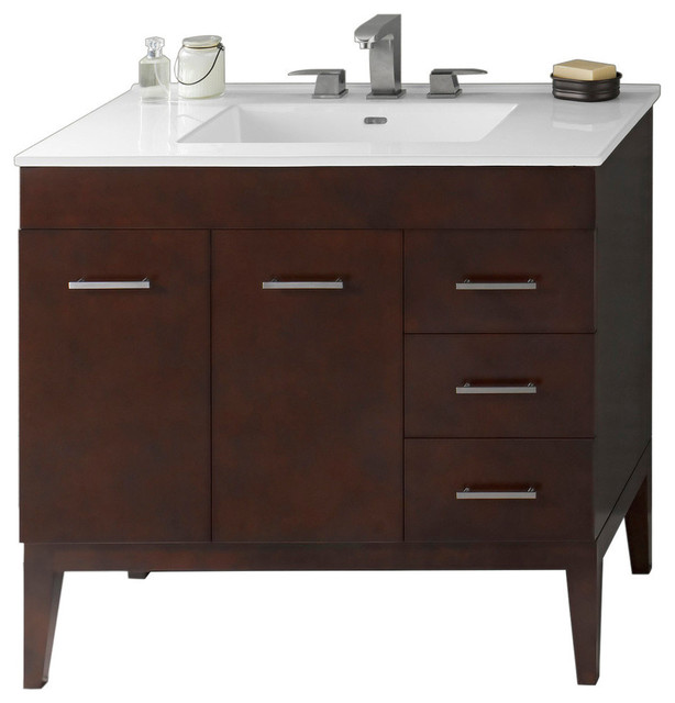 Ronbow 36" Venus Solid Wood Vanity Set With Ceramic Sink Top