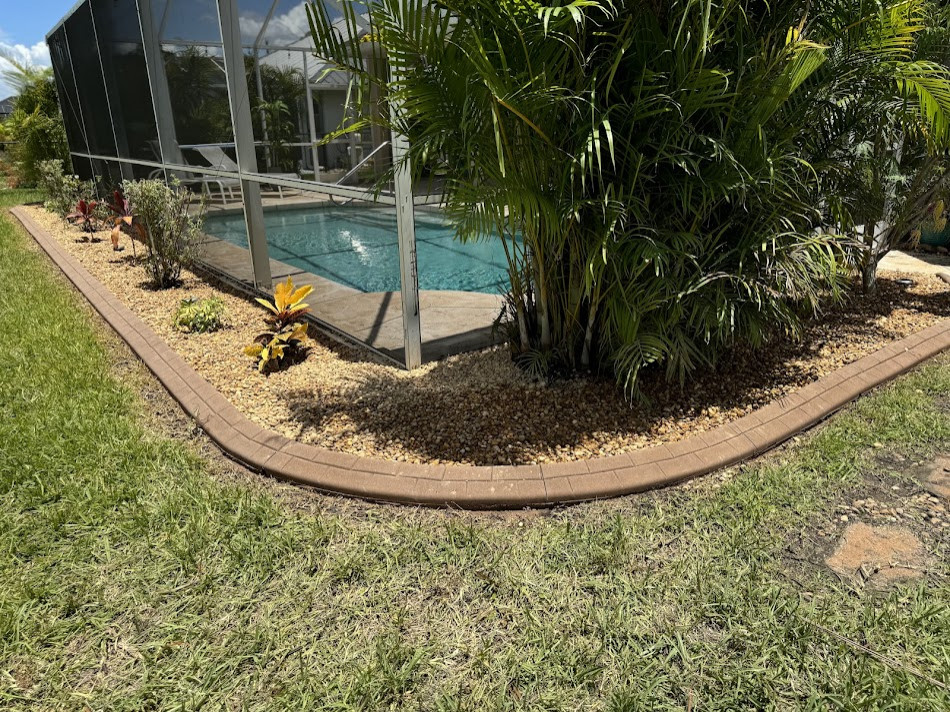 Tan River Rock & Concrete Curbing