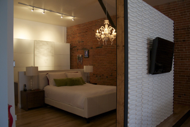 This is an example of a modern bedroom in Montreal.
