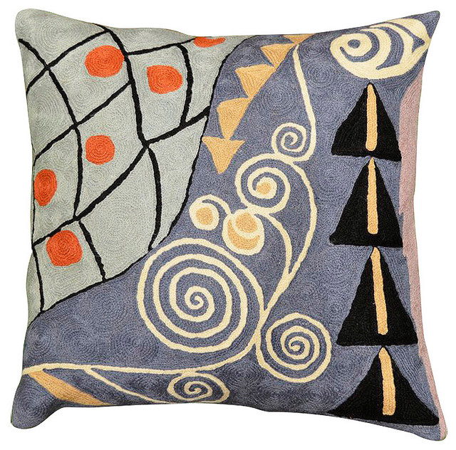 Klimt Cushion Cover Expectation Hand Embroidered Wool 18x18