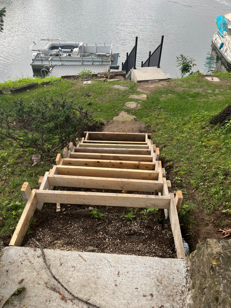 Adjustable Dock Landing, Steps & Patio