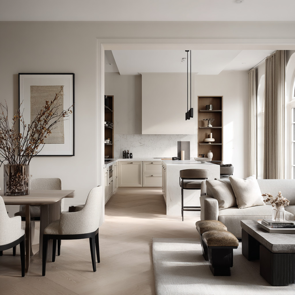 interior design kent south east england neutral colour scheme living room kitchen