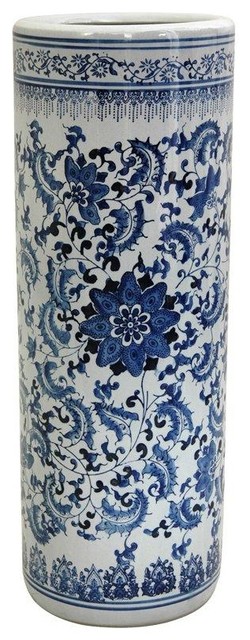 24 Fl Blue And White Porcelain Umbrella Stand Asian 24 Fl Blue And White Porcelain Umbrella Stand