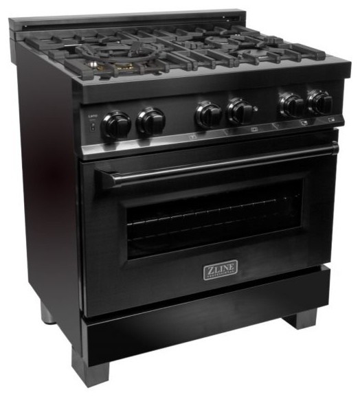 ZLINE 30" Black Stainless 4.0 cu.ft. Dual Fuel Range Contemporary