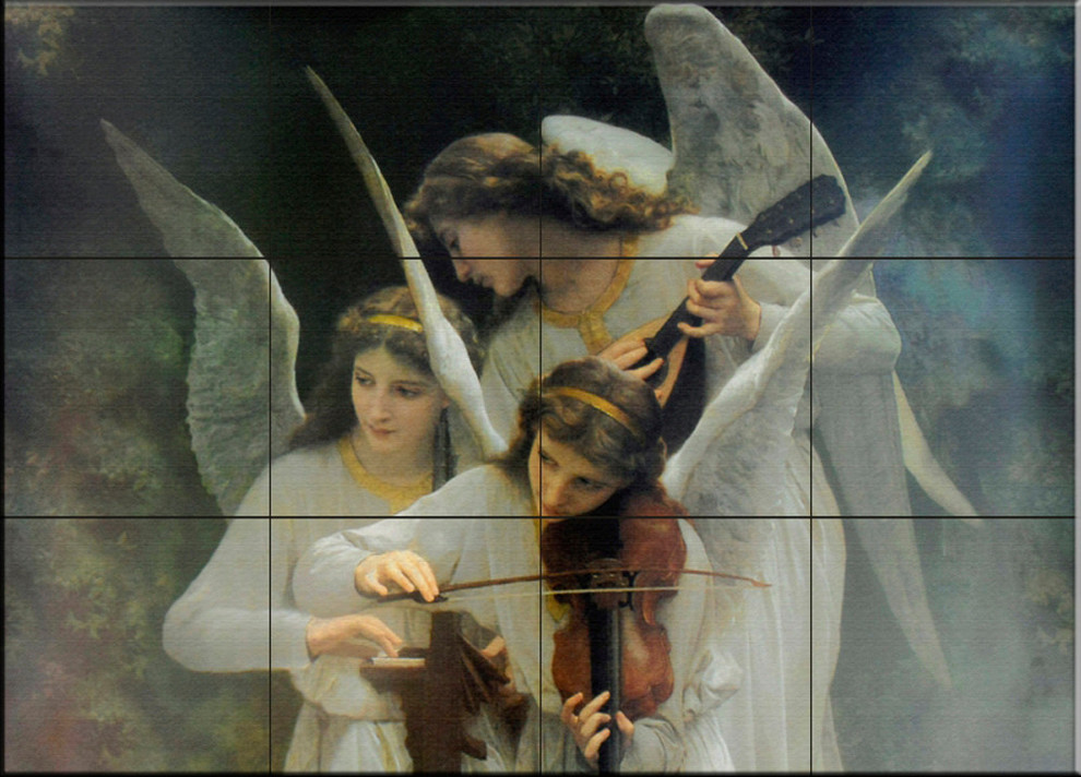 Tile Mural, Angels Playing Violon by William Bougeureau