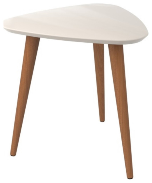 Manhattan Comfort Utopia High Triangle End Table, White Gloss, Set of 2 Midcentury Side