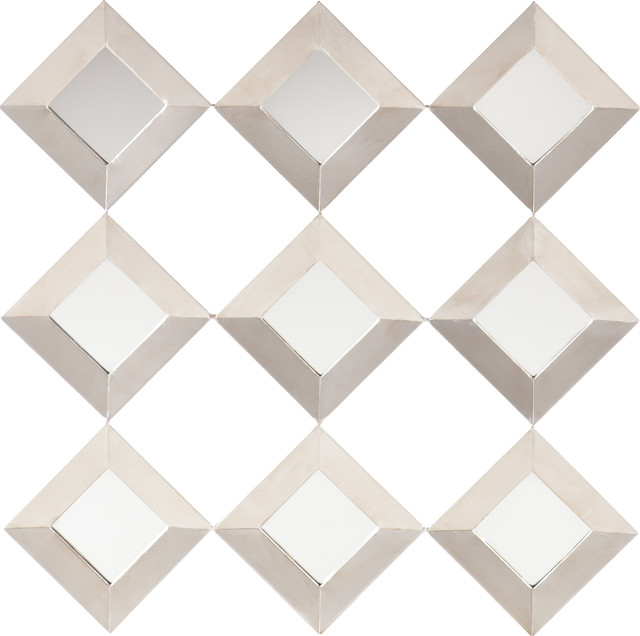 SEI Furniture Masada Mirrored Squares Wall Sculpture in Silver
