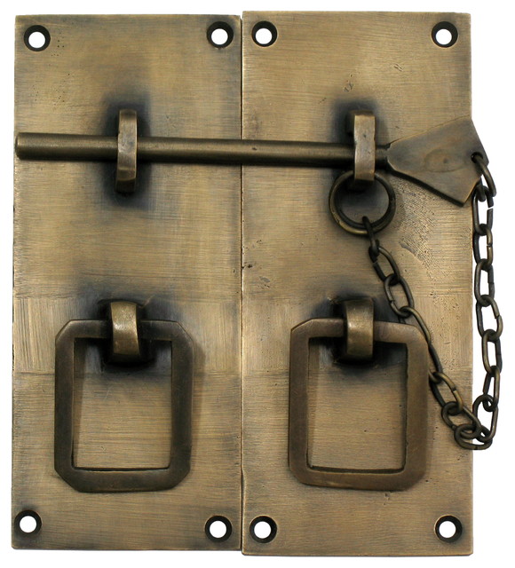 Two Piece Rectangular Latch With Handle Rustic Cabinet And