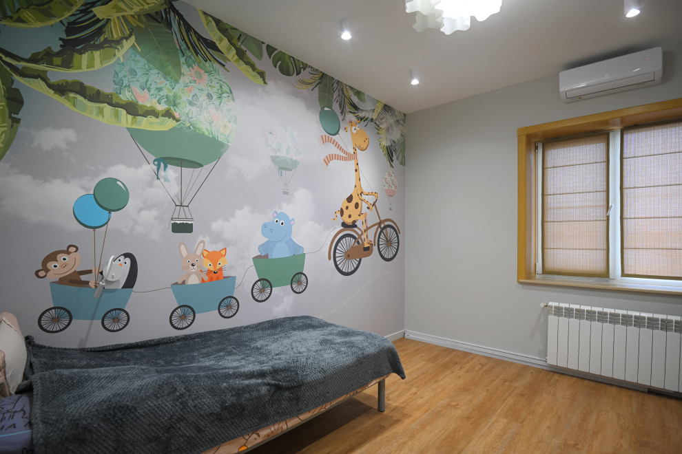 Коттедж в Чукреевке с природными фресками и рейками с подсветкой