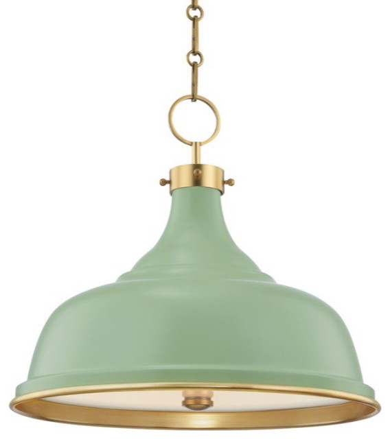 Hudson Valley Painted No.1 3-Light Pendant MDS300-AGB/LFG, Aged Brass/Leaf Green