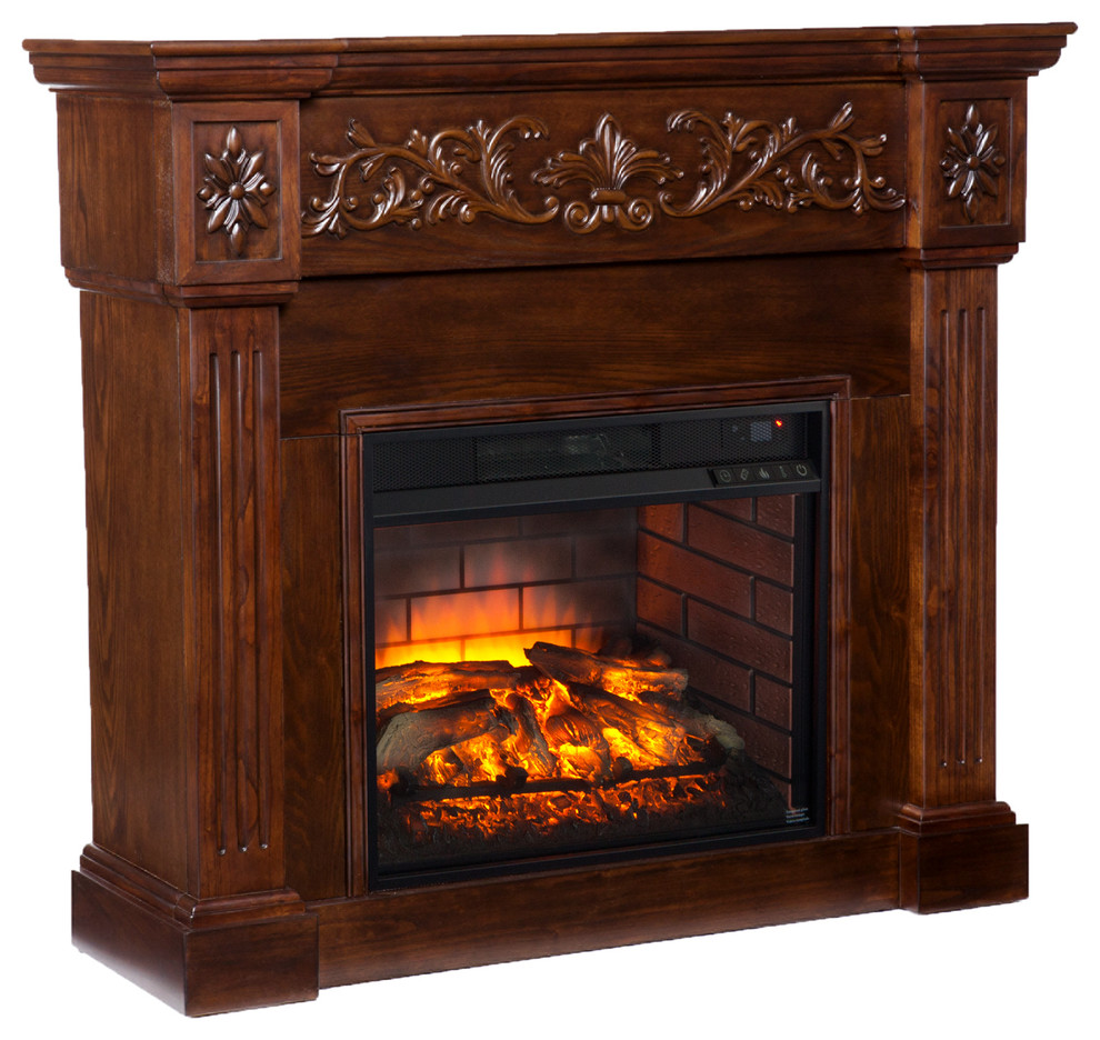 Eastport Carved Infrared Electric Fireplace Traditional Indoor