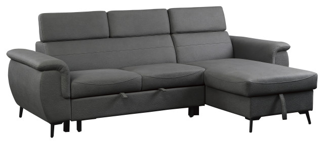 Michigan 2 Piece Set Reversible Sectional Sofa Gray Transitional Sofas By Homesquare Houzz Michigan 2 Piece Set Reversible, Michigan 2 Pc Sectional Sleeper Sofa With Storage