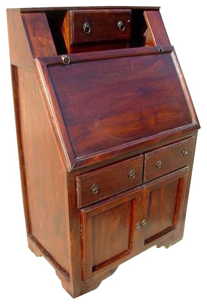 Colonial Natural Solid Wood Drop Front Home Office Secretary Desk