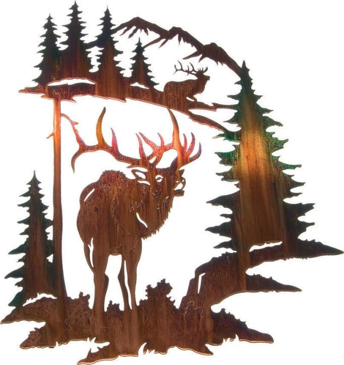 Elk Challenge Rustic Metal Wall Art 28"