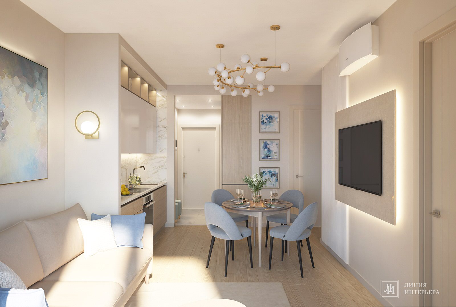 Современный интерьер однокомнатной квартиры