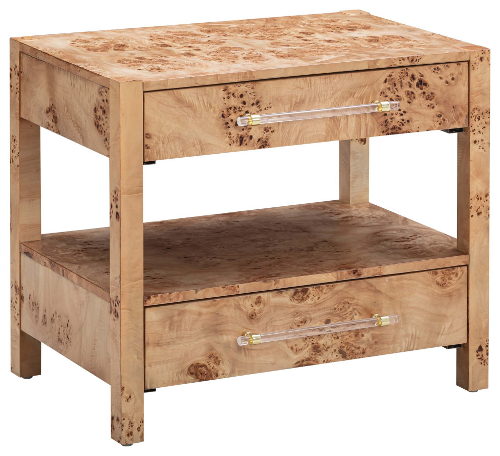 Brandyss Burl Nightstand - Transitional - Nightstands And Bedside ...