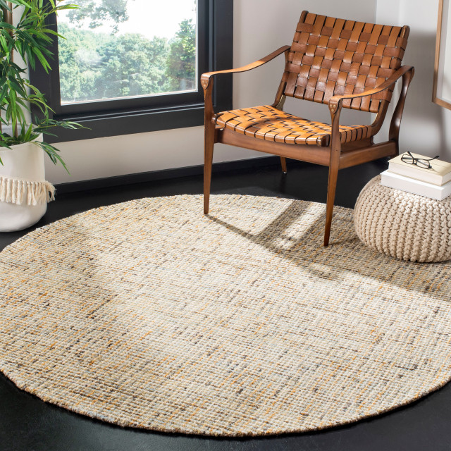 Safavieh Abstract Collection ABT468D Rug, Gold/Blue, 4'x4' Round