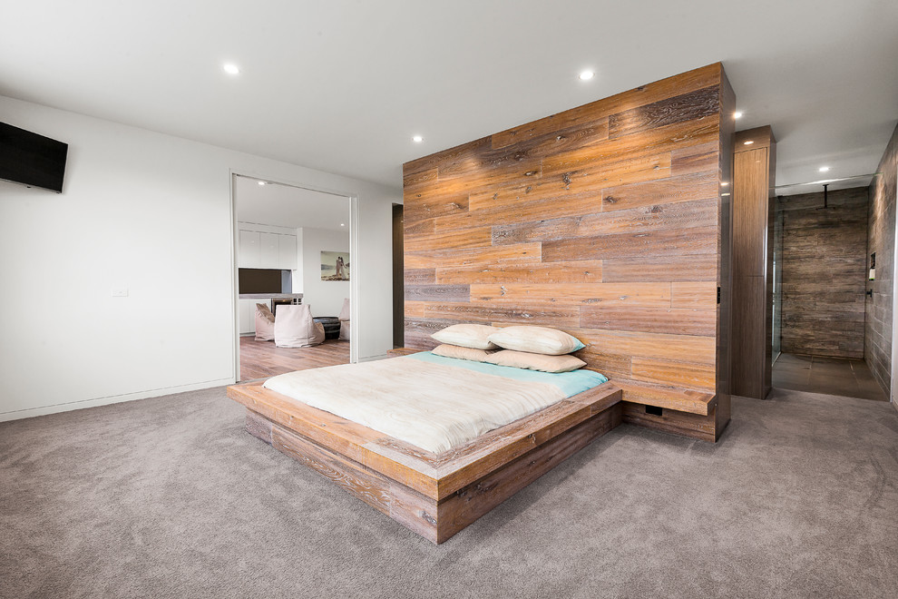 Contemporary bedroom in Melbourne.