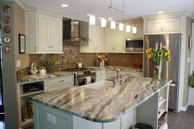  Brown Fantasy Leathered Quartzite Kitchen Transitional 