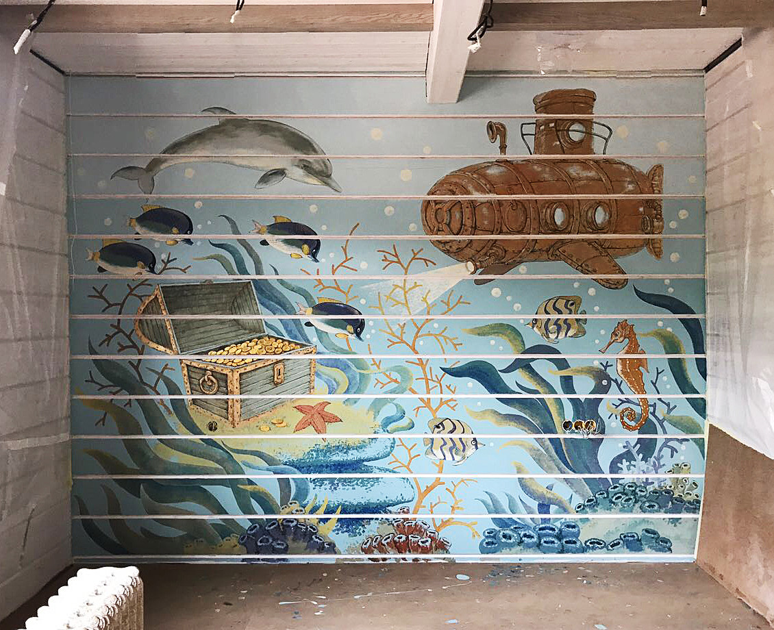Роспись по брусу, подводный мир