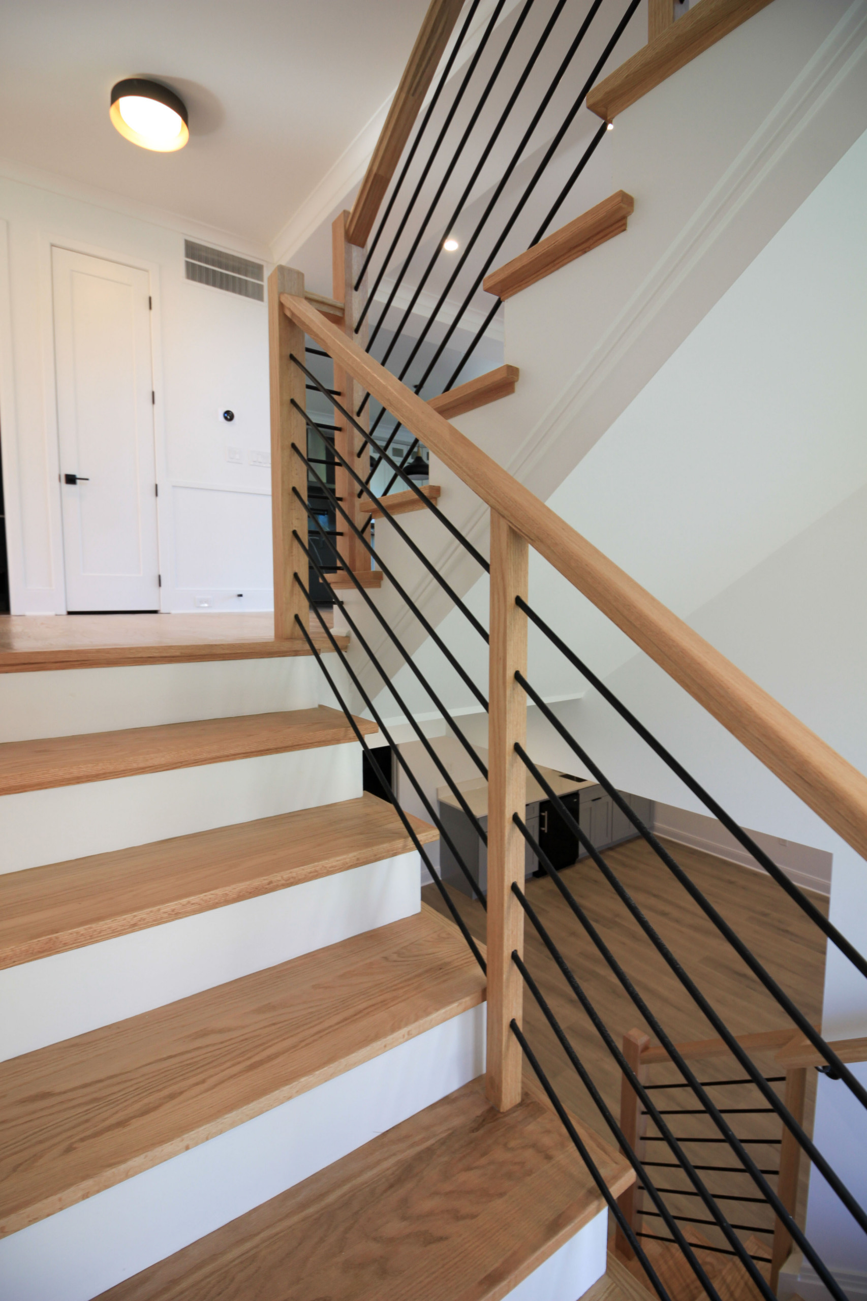 94_Neutral Color Floating Staircase with Metal Balusters, Bethesda MD 20817