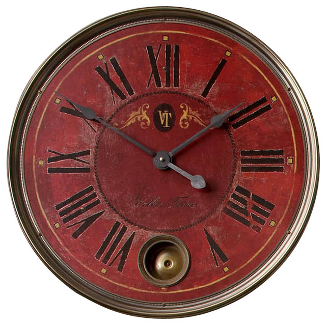 Tuscan Villa Weathered Internal Pendulum Wall Clock Traditional