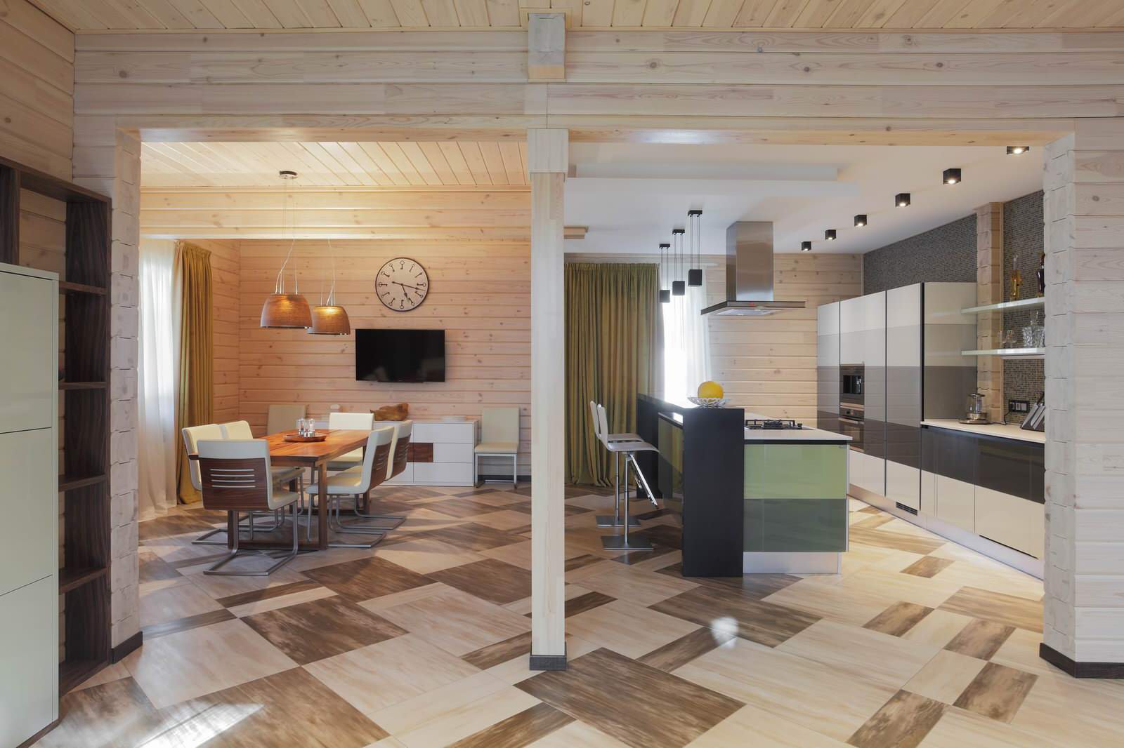 Дом из клееного бруса с кухней от Scavolini