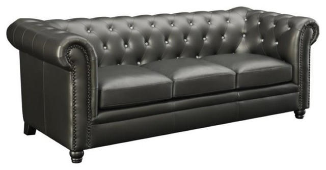 Coaster Roy Traditional On Tufted Sofa With Rolled Back And Arms