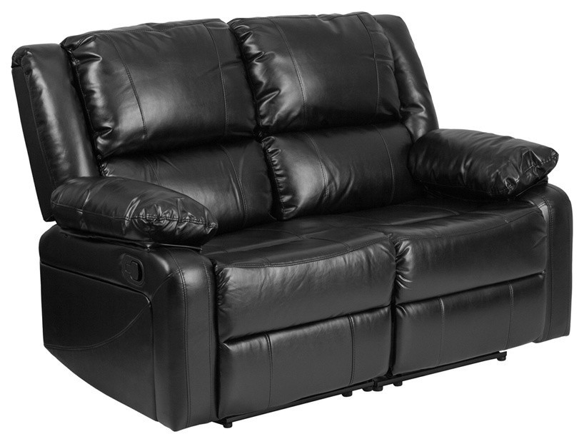 Harmony Black Leather Loveseat Contemporary Loveseats by
