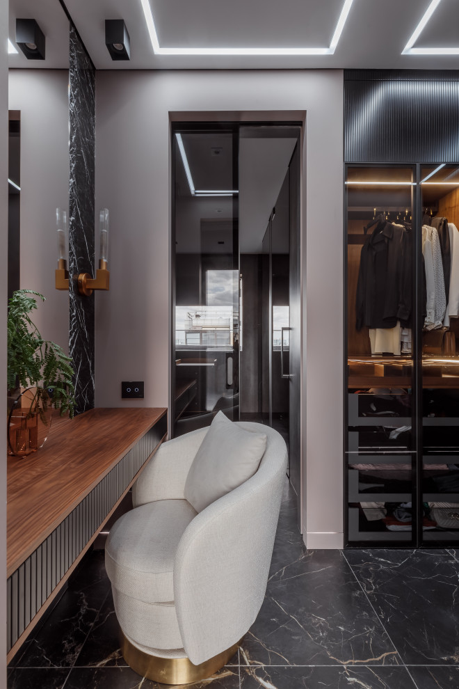 Пентхаус (современный) - ванная - гардеробная