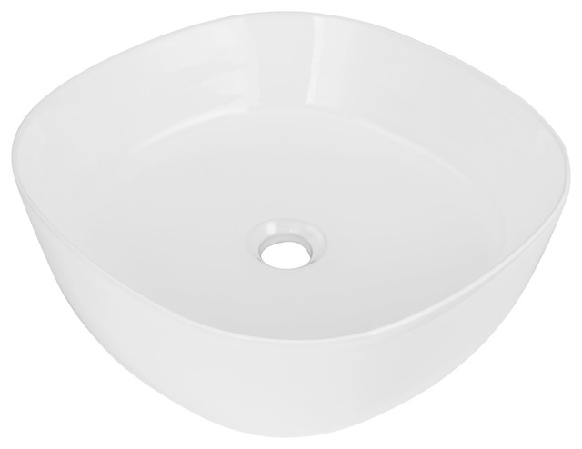 17" Robin Square Ceramic Bathroom Vessel Sink, White