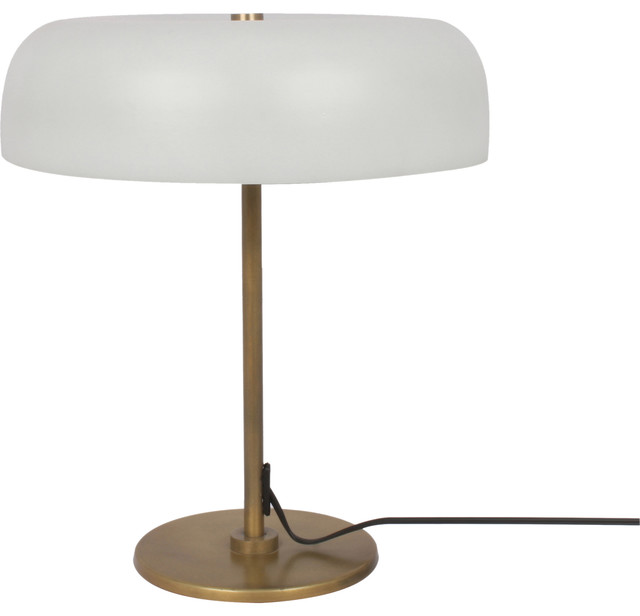Murville Two Light Table Lamp Antique Brass Frosted White Glass
