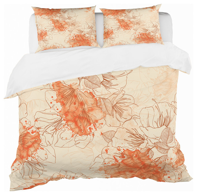 orange flower duvet cover