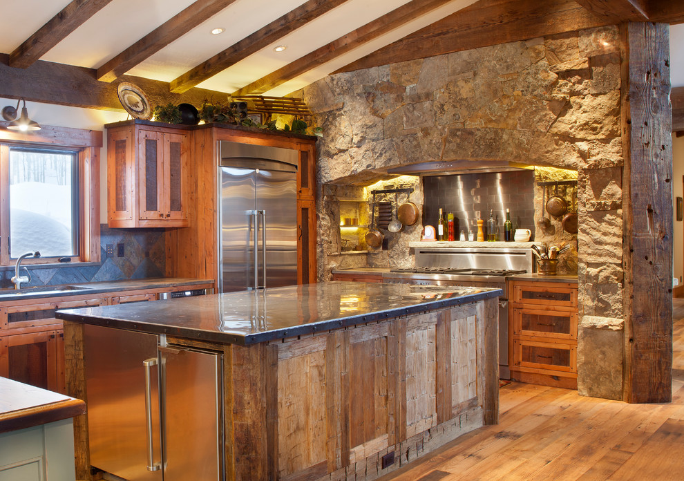 Inspiration for a rustic kitchen remodel in Denver