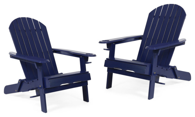 Javion Outdoor Acacia Wood Folding Adirondack Chairs, Set of 2 ...