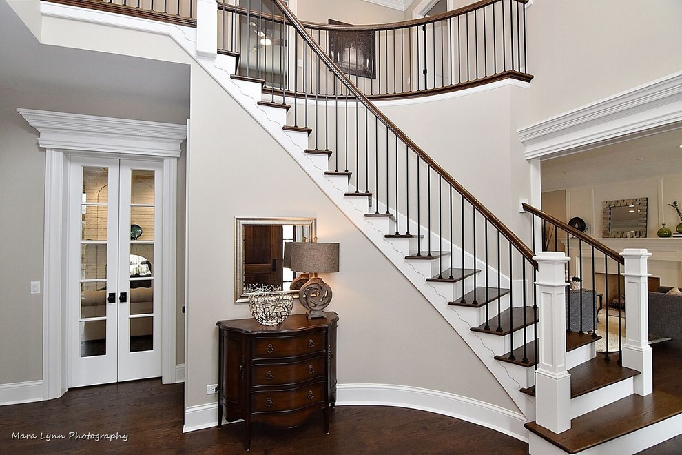 Inspiration for a transitional staircase remodel in Chicago