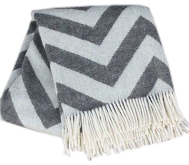 100 New Zealand Lambswool CHEVRON Contemporary Throws by