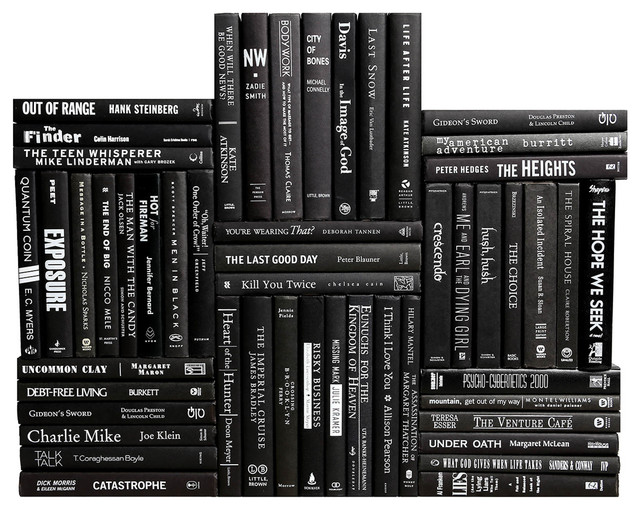 Decorative Books Modern Black And White Accent Book Wall Set Of
