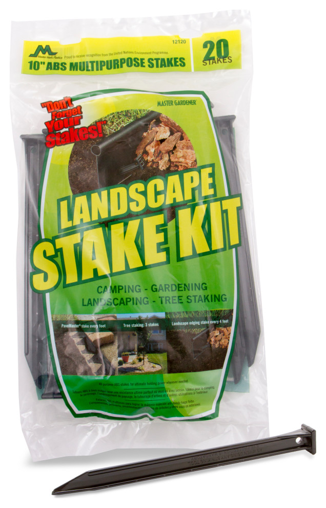 Master Mark Plastics Landscape Edging Stake Kit, 10", 20 Pack, Black