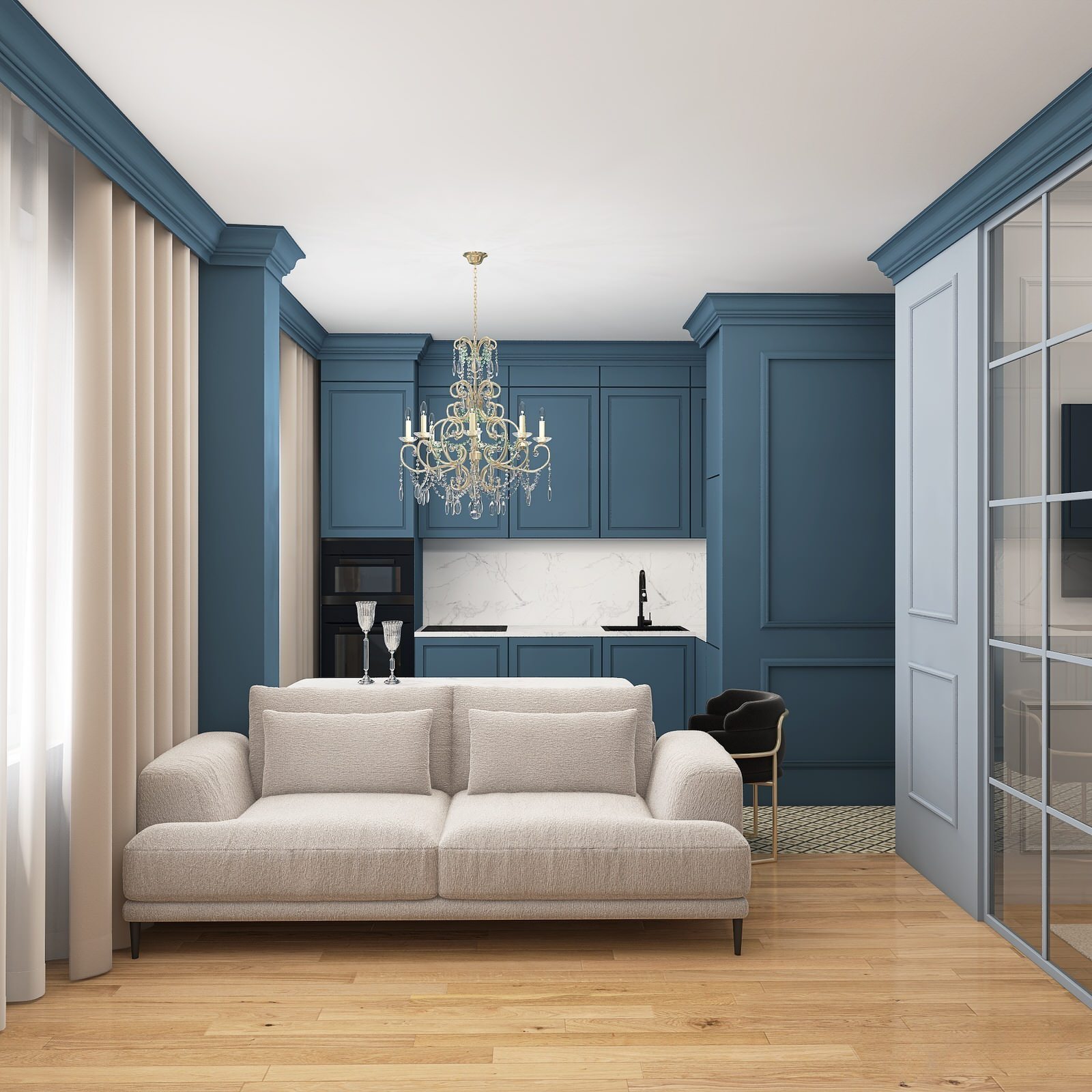 Двухкомнатная квартира в стиле неоклассика