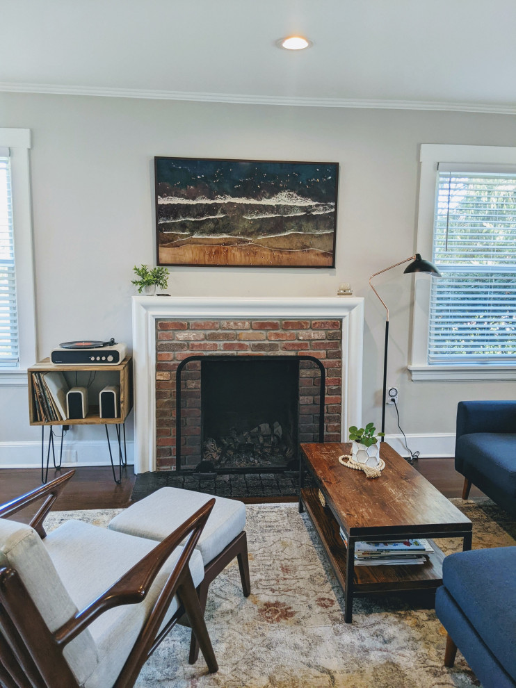 Living Room & Powder Room Makeover - Midcentury - Living Room - New ...