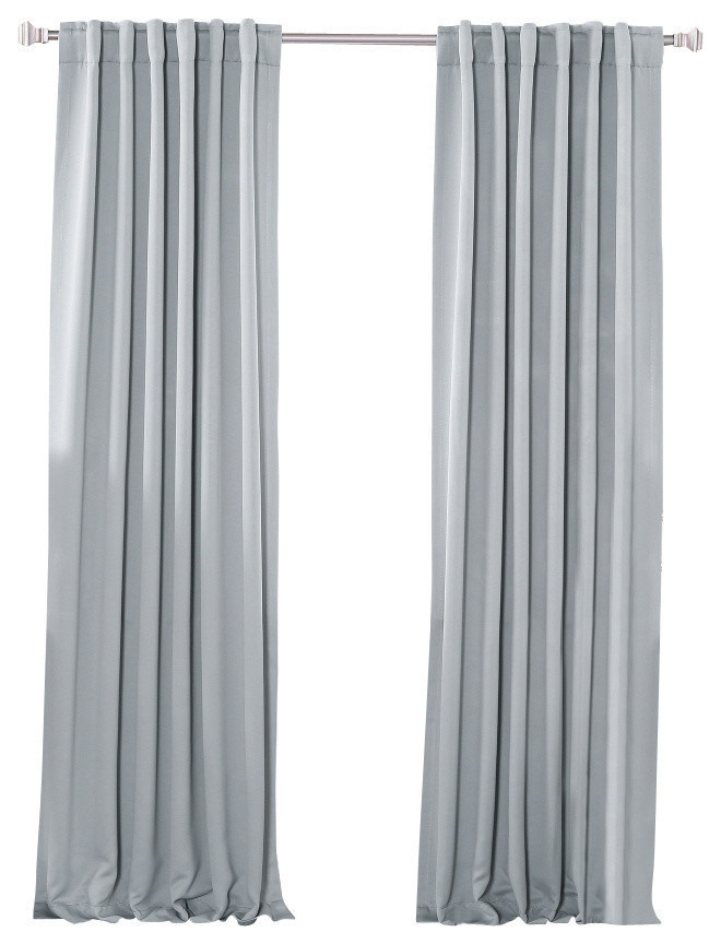 Solid Thermal Blackout Curtain Panels, Gray, 108", Set of 2