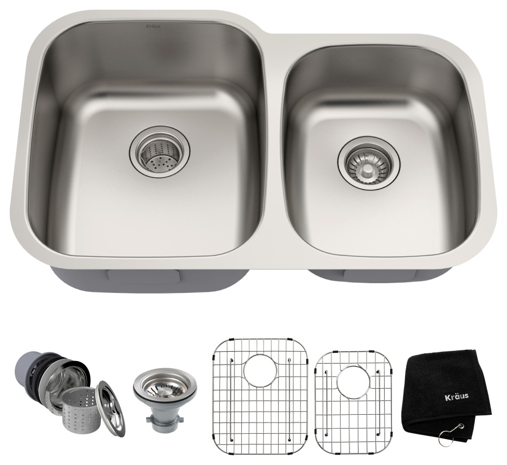 Premier 32" Undermount Stainless Steel 2-Bowl 16 gauge Kitchen Sink 60/40 split
