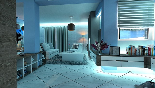 Mini Apartment in Greece contemporary-living-room
