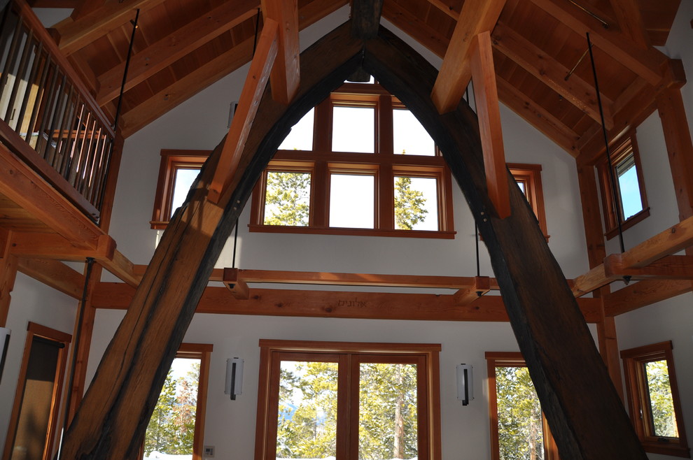 Inspiration for a rustic entryway remodel in Denver