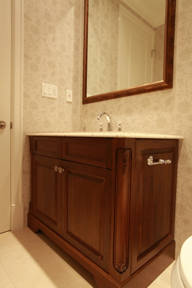Design ideas for a traditional powder room in Vancouver.