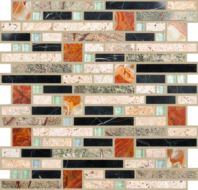 12"x12" Rockfall Imagination Mosaic, Set Of 4, Lincoln Falls