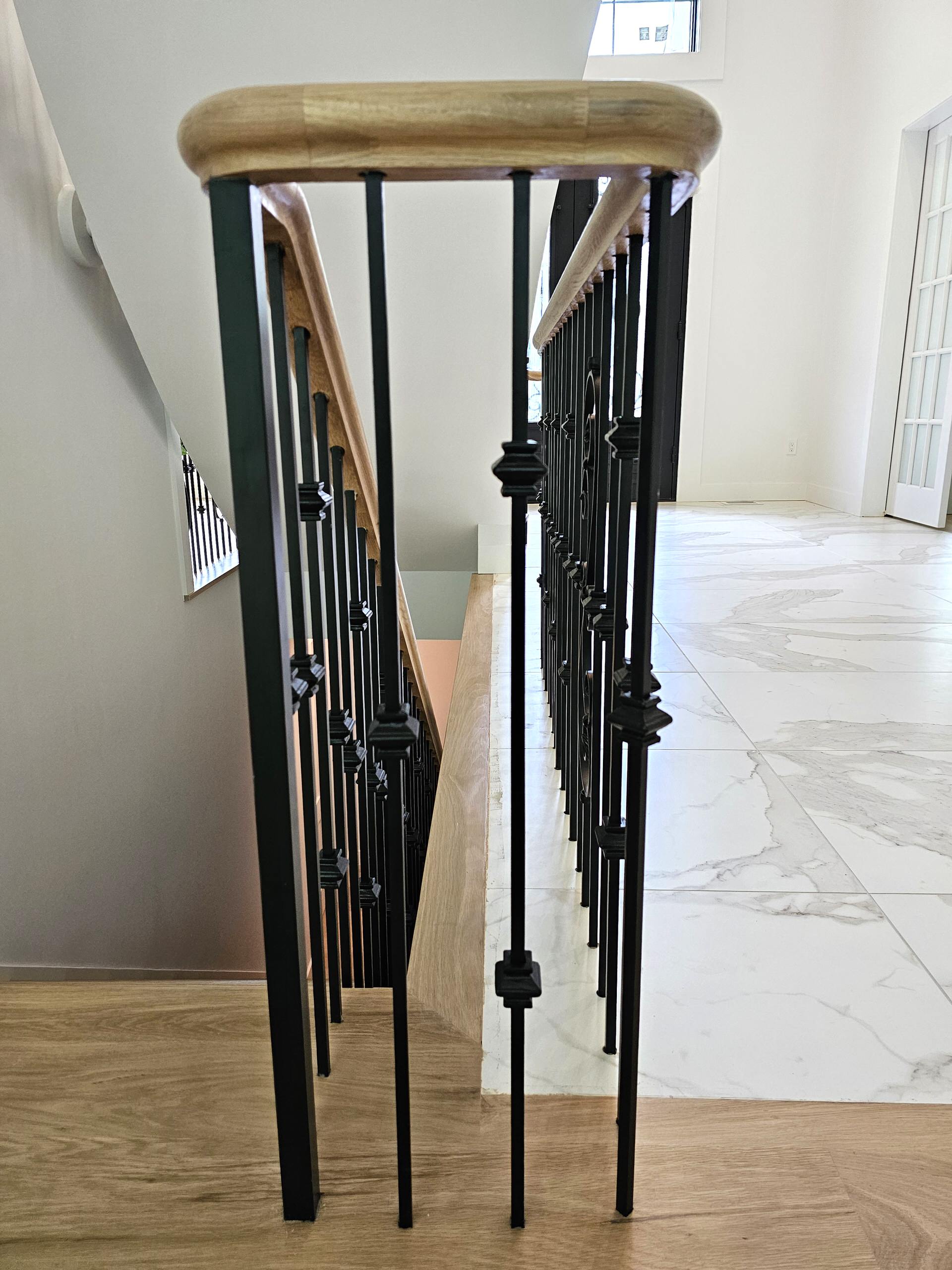 120_Luxurious White Oak Stair with Iron Balusters, Great Falls, 22066