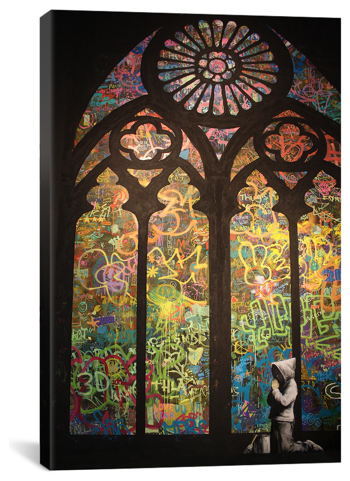 Graffiti Stained Window Canvas Print Wall Art