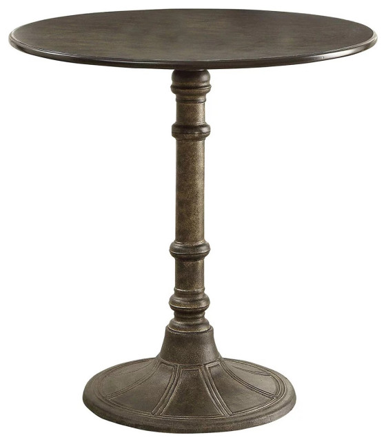 Transitional Bistro Dining Table, Grooved Accented Pedestal Base